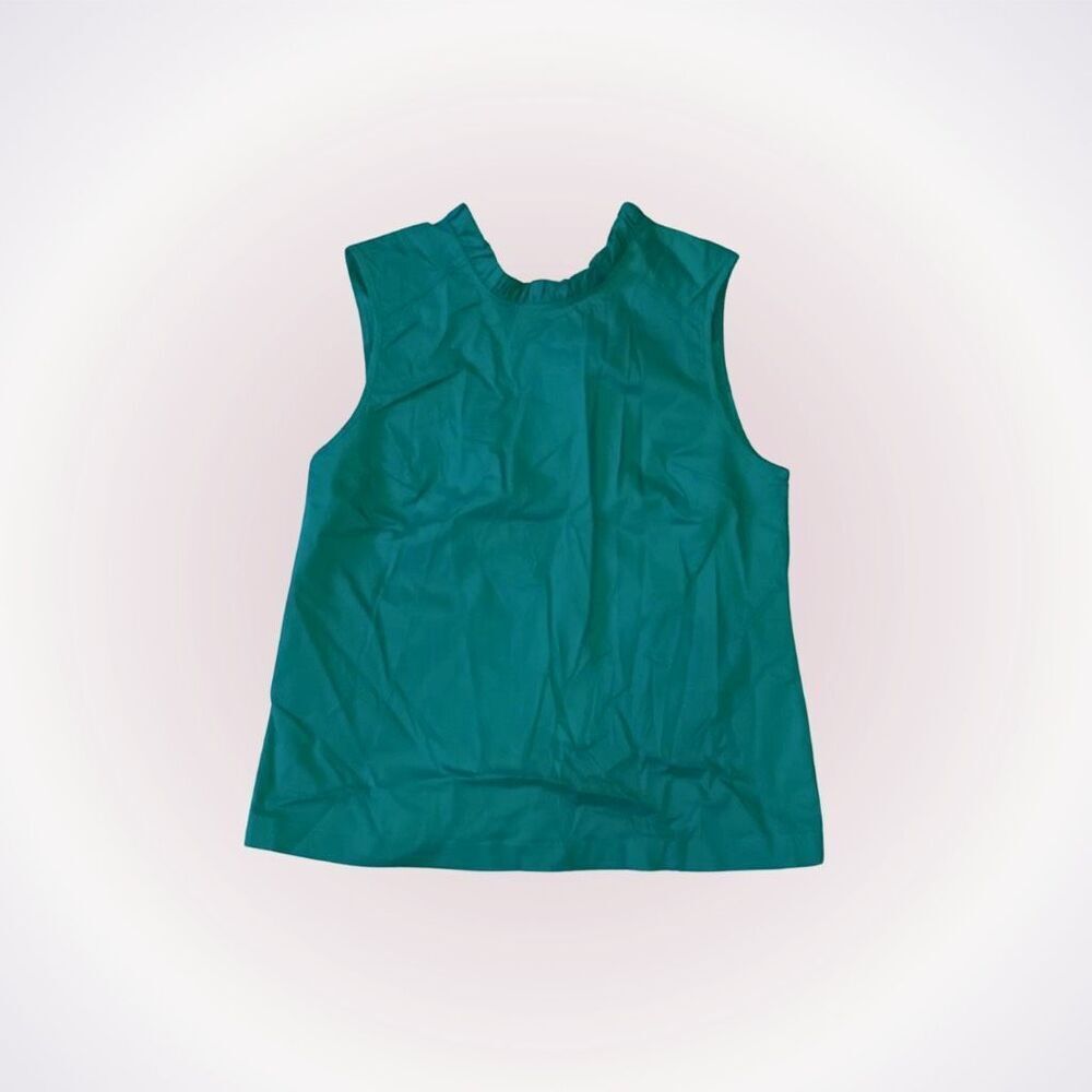 Laundry high neck and low back ruffle trim kelly green blouse | Sz S